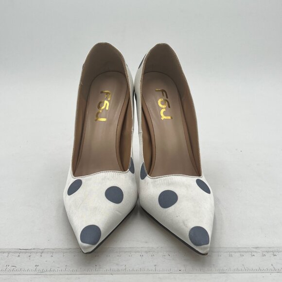 FSJ White Dots Pointed Toe Pumps High Heel Stilettos Slip On Office Cute Shoes - Picture 2 of 7